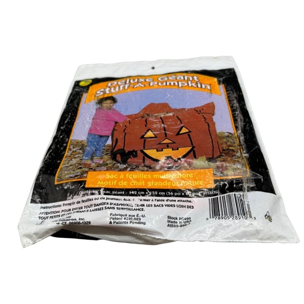vtg sun hill deluxe giant stuff a pumpkin printed cat on side 56X60" READ NEW